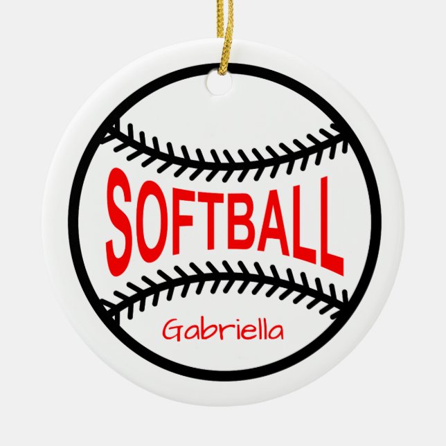 Ornamento personalizado del navidad del softball (Frente)