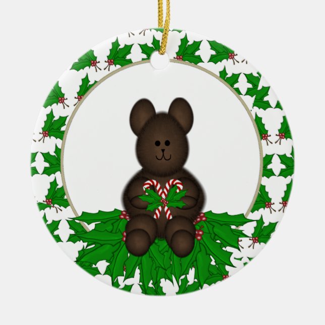Ornamento personalizado del oso del navidad (Frente)