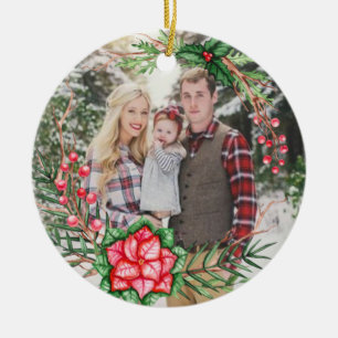 Ornamento personalizado del Poinsettia del verdor