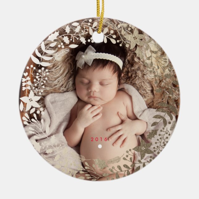 Ornamento personalizado el | floral festivo del (Frente)