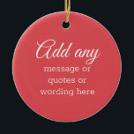 Ornamento personalizado elegante de cerámica roja<br><div class="desc">PERSONALIZADO Plata Elegante Rojo para Navidades,  Boda y cualquier ocasión</div>