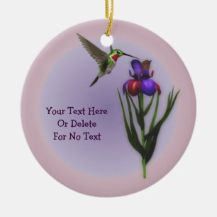 Ornamento personalizado flor del iris del colibrí