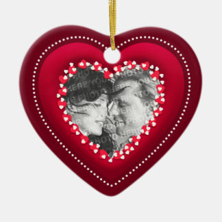 Ornamento personalizado foto roja del corazón