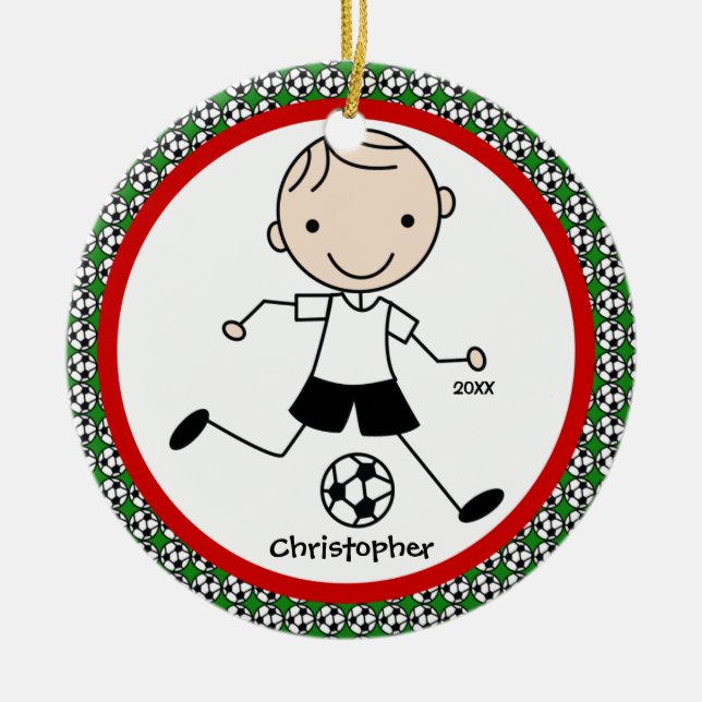 Ornamento personalizado fútbol del navidad del (Frente)