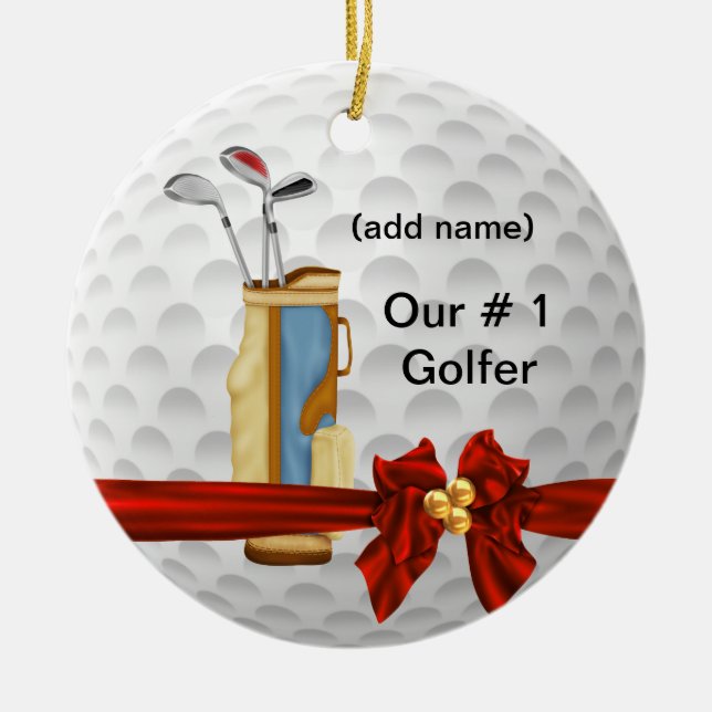 Ornamento personalizado GOLF del día de fiesta (Frente)