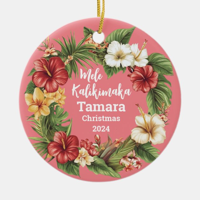 Ornamento personalizado hawaiano Mele Kalikimaka (Frente)