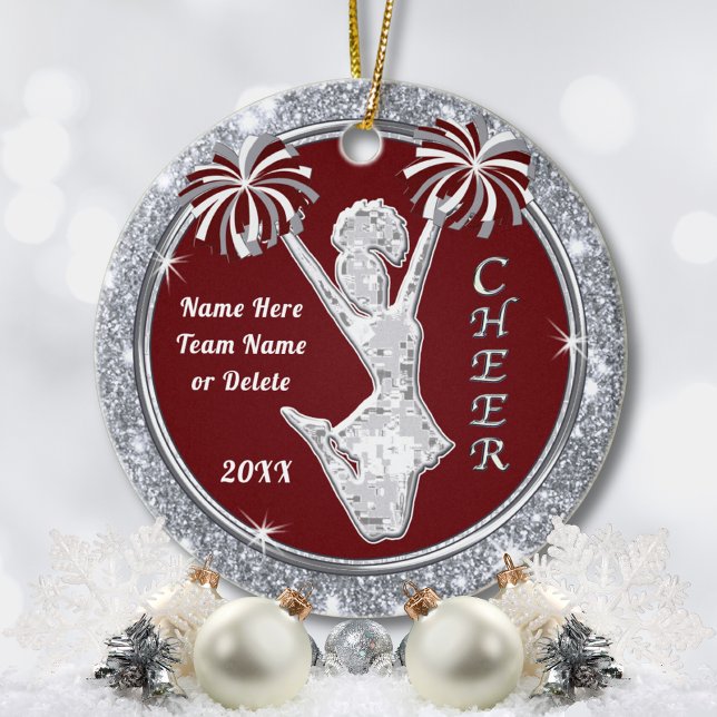Ornamento Personalizado, Heredero, Favor Alegre, (Christmas gifts for cheerleaders. Cheerleader Ornament. Cheer ornaments bulk. Cheerleading ornaments)