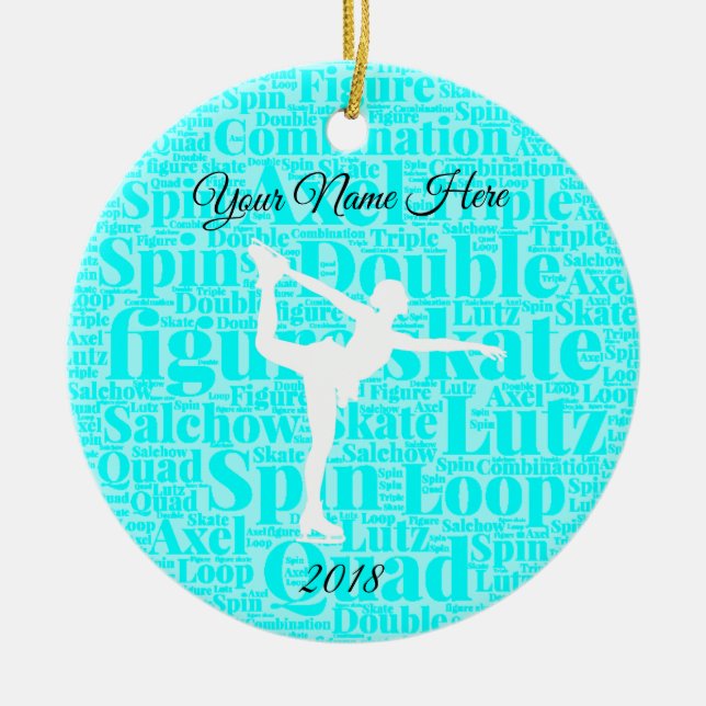 Ornamento personalizado hielo del patinaje (Frente)