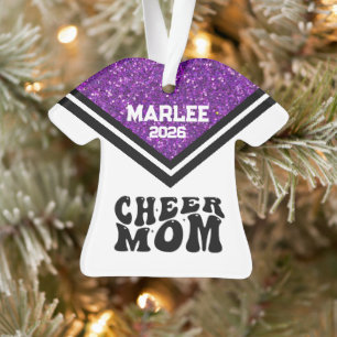 Ornamento personalizado morado y negro de la mamá