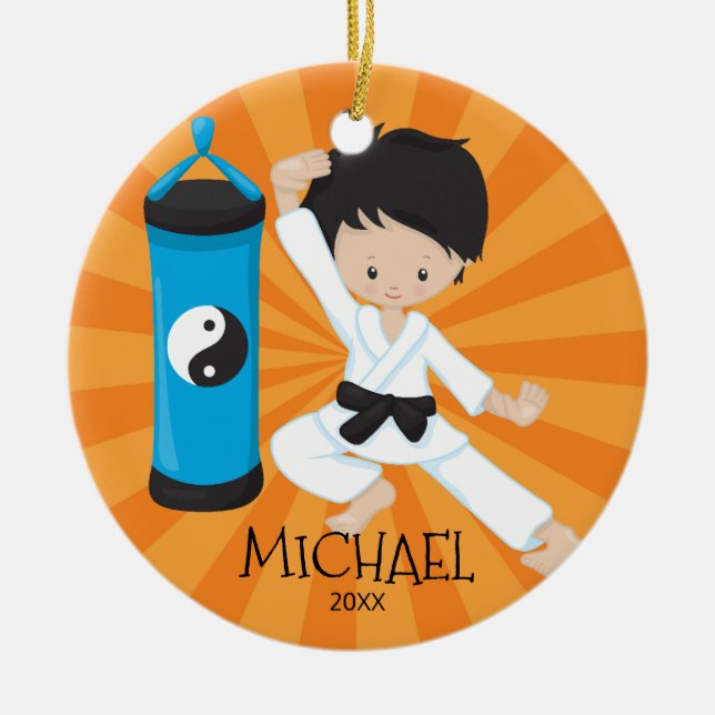 Ornamento personalizado muchacho lindo del navidad (Frente)