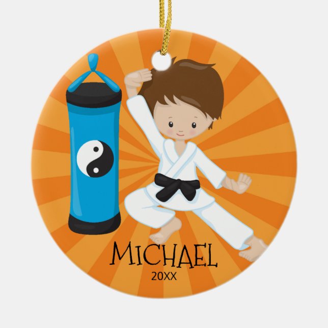 Ornamento personalizado muchacho lindo del navidad (Frente)