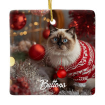 Ornamento personalizado para Navidades de gato de 