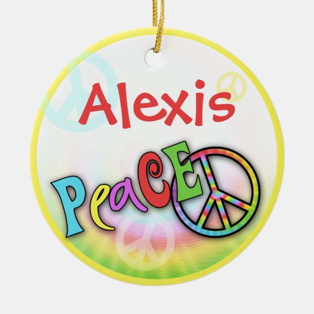 Ornamento personalizado PAZ del arco iris de la (Frente)