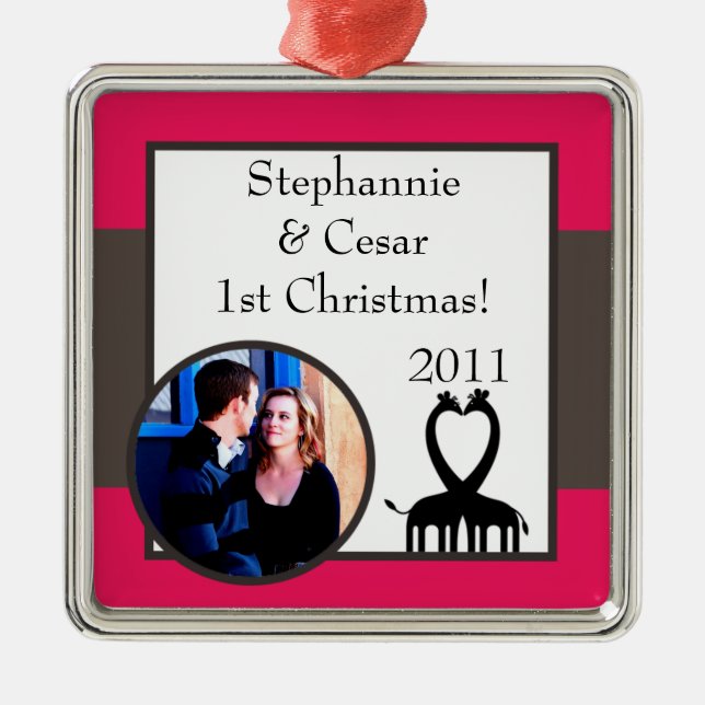 Ornamento Personalizado personalizado Giraff rosa/ (Frente)