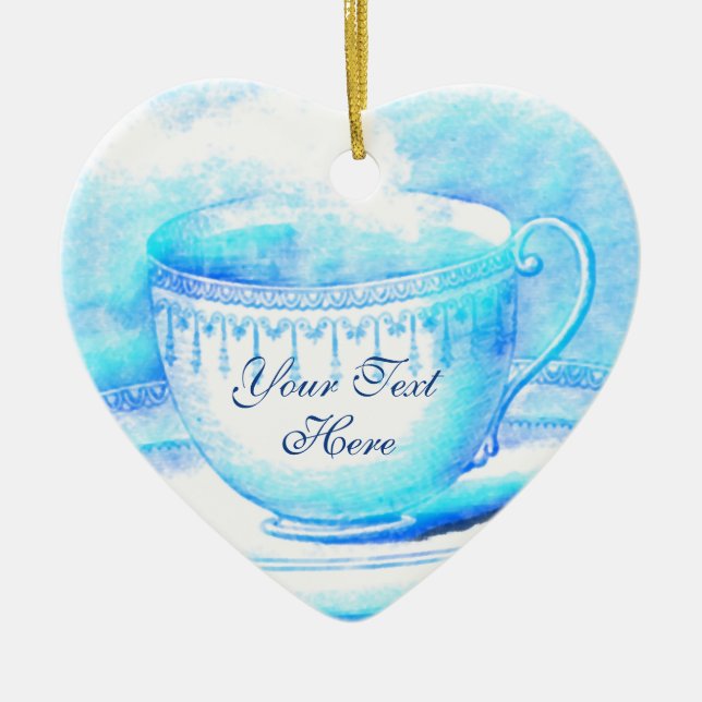 Ornamento personalizado taza de té de la acuarela (Frente)