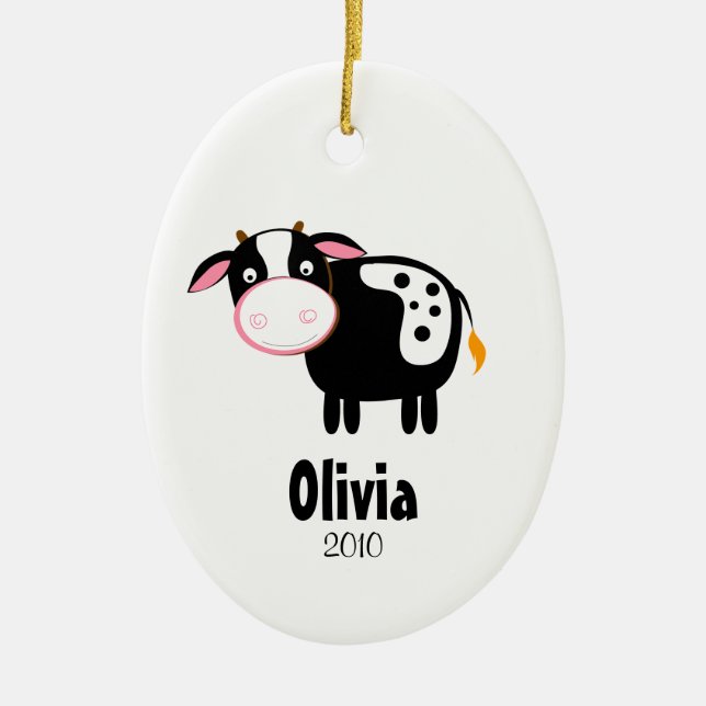 Ornamento personalizado VACA del navidad de (Frente)