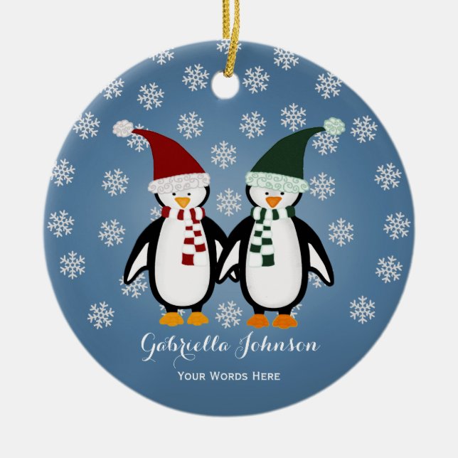 Ornamento pingüino personalizado (Frente)