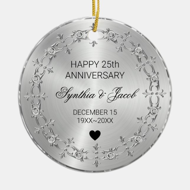 Ornamento plateado con diamantes (Frente)