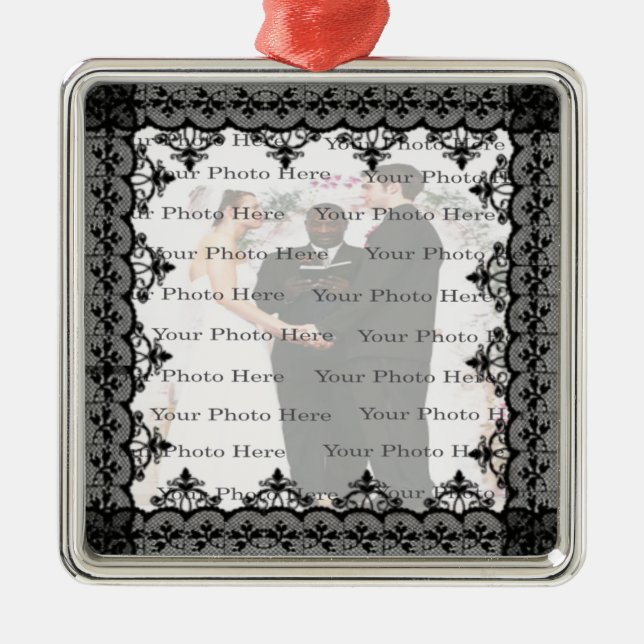 Ornamento plateado de Black Lace Square (Frente)
