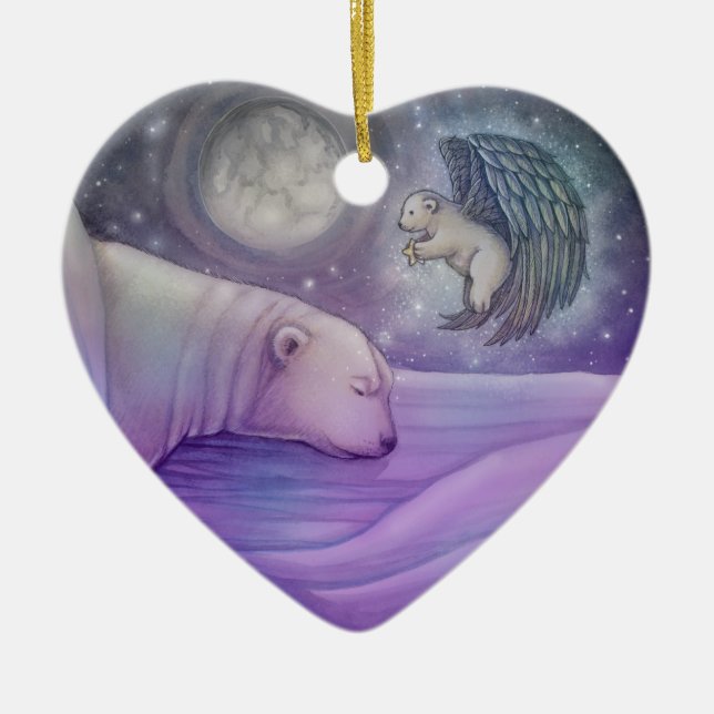 Ornamento Polar Bear con Angel Holiday (Frente)