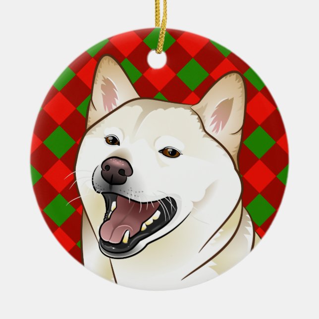 Ornamento poner crema de Shiba Inu de las Felices (Frente)