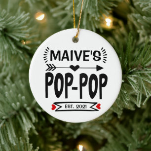 Ornamento pop pop con nombre y año del nieto