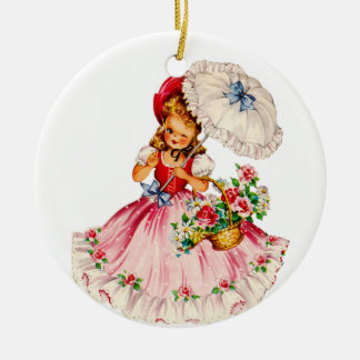 Ornamento precioso de la niña en rojo