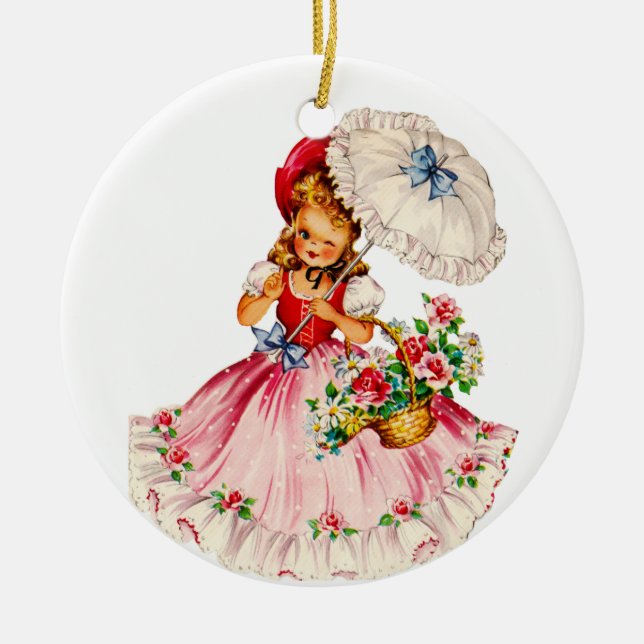 Ornamento precioso de la niña en rojo (Frente)