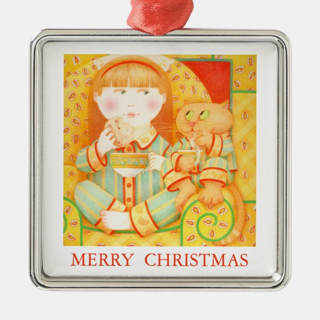 Ornamento premium de BEDTIME SNACK + texto / blanc (Frente)