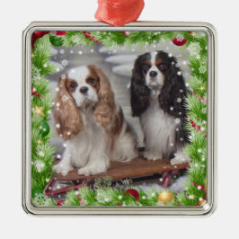 Ornamento Premium de Cavalier Spaniel Holiday