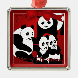Ornamento premium de la familia Panda de cuatro Na