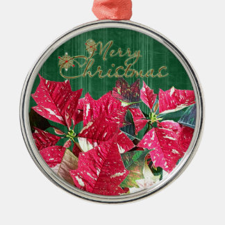 Ornamento premium de la poinsettia navideña de Fel