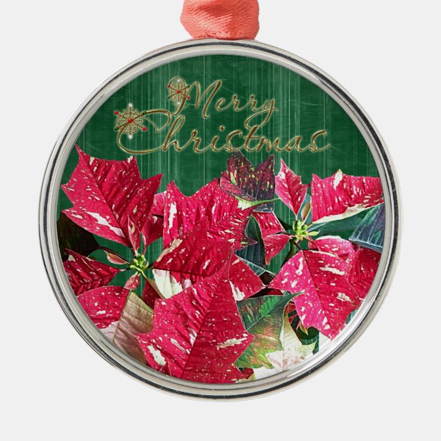 Ornamento premium de la poinsettia navideña de Fel (Frente)