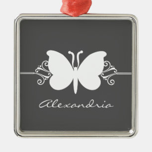 Ornamento Premium de Swirls Butterfly de carbón ve