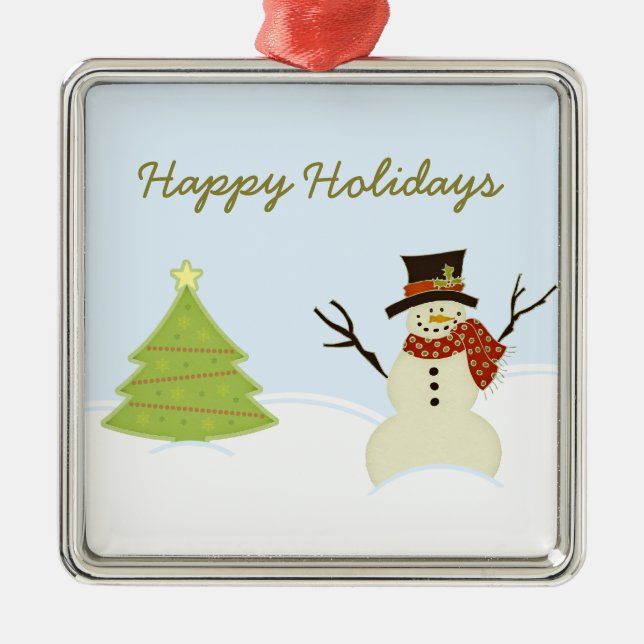 Ornamento Premium para Snowman y Navidades de árbo (Frente)