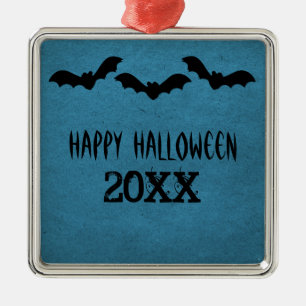 Ornamento Premium Trio de Bats Halloween, Azul osc