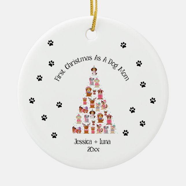 Ornamento primario de perro de Navidad (Frente)
