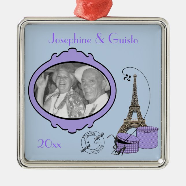 Ornamento Purple Paris de foto Keepsake (Frente)