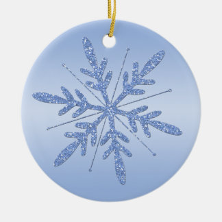 Ornamento Purpurinoso de copo de nieve azul