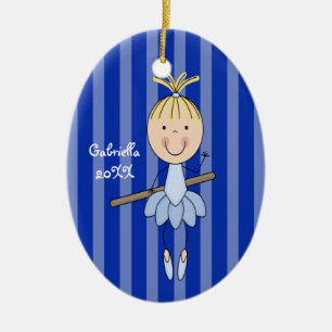 Ornamento rayado azul del navidad de la bailarina