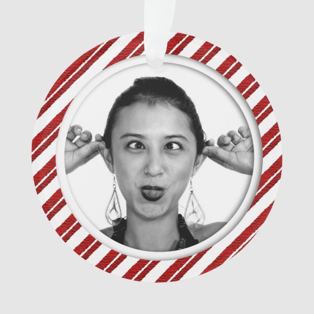 Ornamento rayado del marco de la foto del bastón (Anverso)