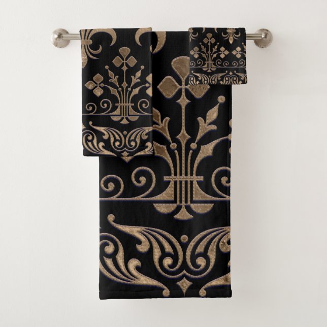 Ornamento real negro y dorado Fleur-de-lis (In situ)