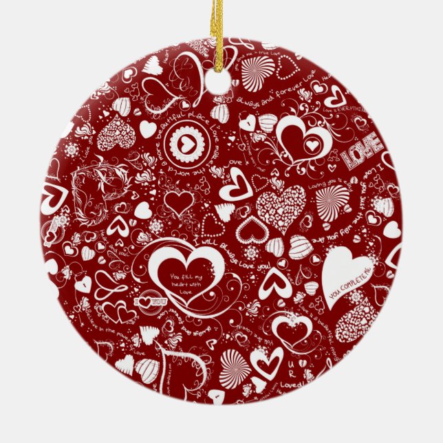 Ornamento redondeado de Doodles de Amor del Corazó (Atrás)