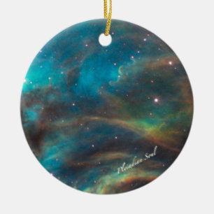 Ornamento redondo #1 de la nebulosa verde azulada