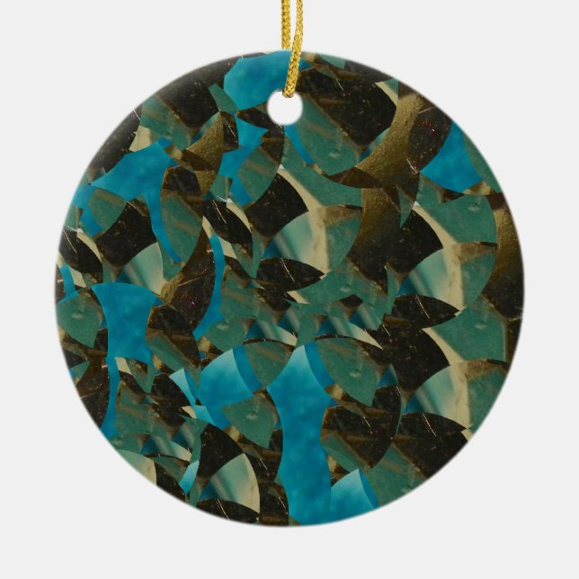Ornamento redondo azul mosaico (Frente)