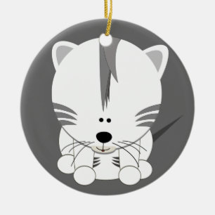 Ornamento redondo blanco de Cub de tigre