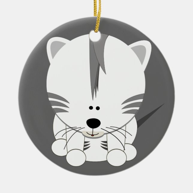 Ornamento redondo blanco de Cub de tigre (Frente)