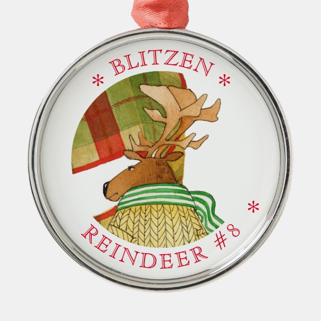 Ornamento redondo BLITZEN REINDEER Premium (Frente)