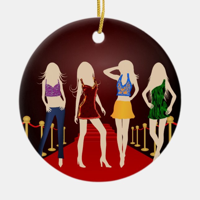 Ornamento redondo de alfombras rojas Chicas de mod (Frente)