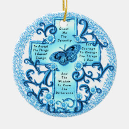Ornamento redondo de cerámica Aqua Serenity Cross